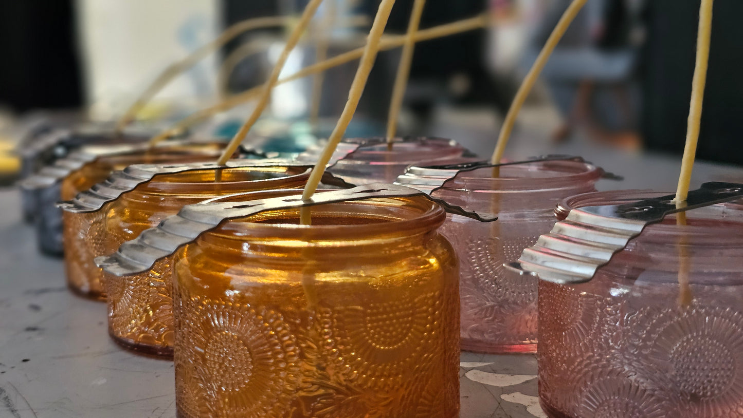 4oz Beeswax Candles Translucent Glass Jars