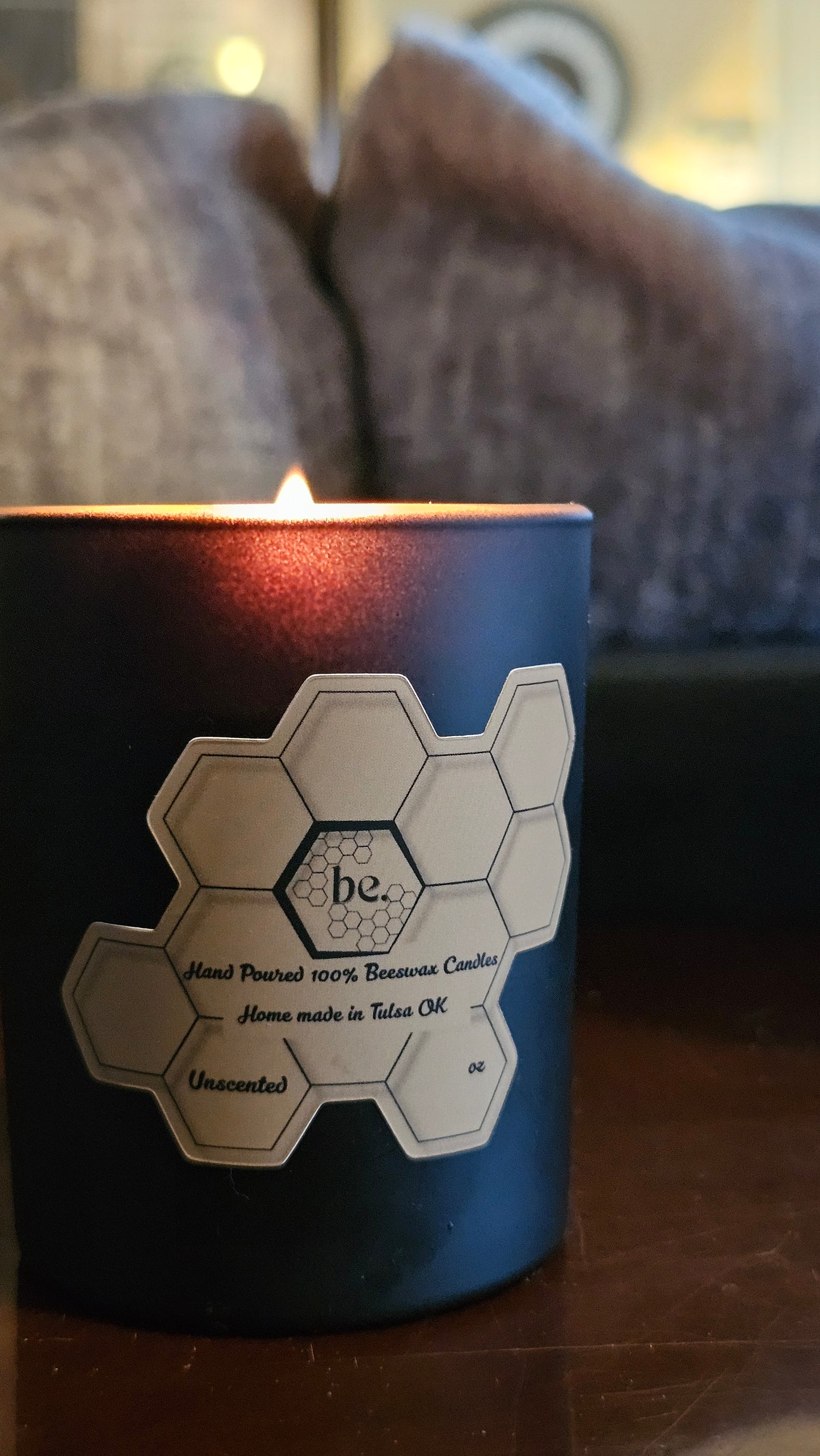 7oz Matte Black Glass Jar Beeswax Candle