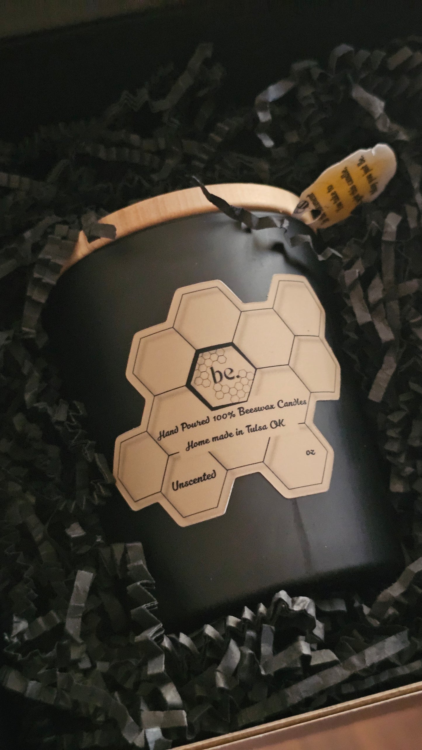 7oz Matte Black Glass Jar Beeswax Candle