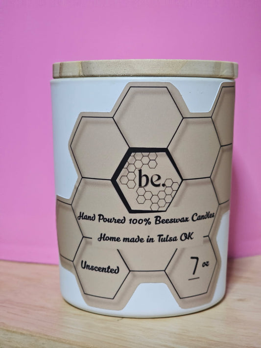 7oz Matte White Glass Jars Beeswax Candle